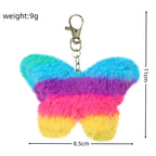 Plush Striped Butterfly Keychain Cartoon Zinc Alloy Colorful Soft 4