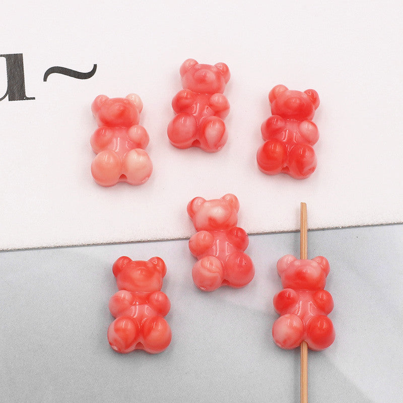 Marble Texture Bear Acrylic Beads 19mm Gradient Mixed 20pcs 6