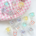 Clear Square Acrylic Beads 14mm Pastel Printed Designs 20pcs