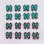 Silicone Focal Beads Bow Green Brown Spotted Center 20pcs 5