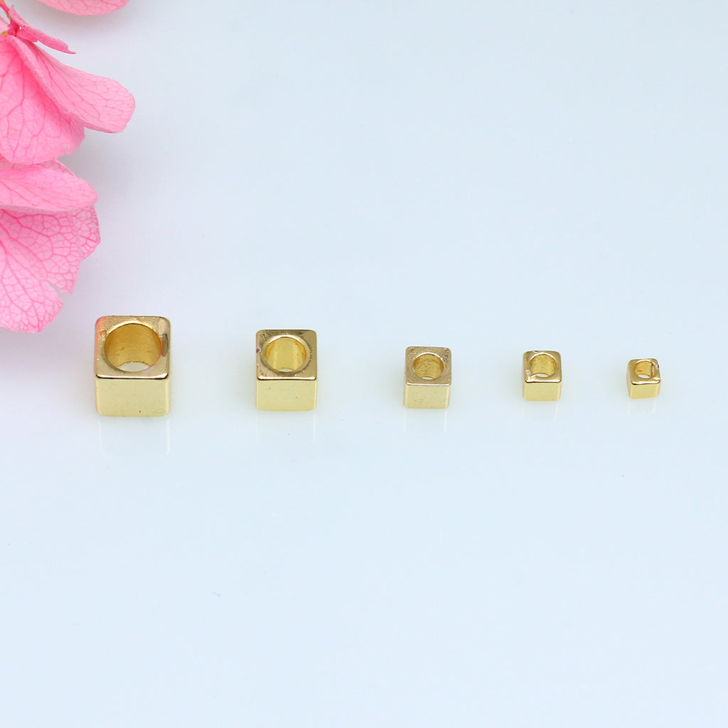 Brass Square Metal Beads 2-5mm Smooth Polished Gold Finish 100pcs 2