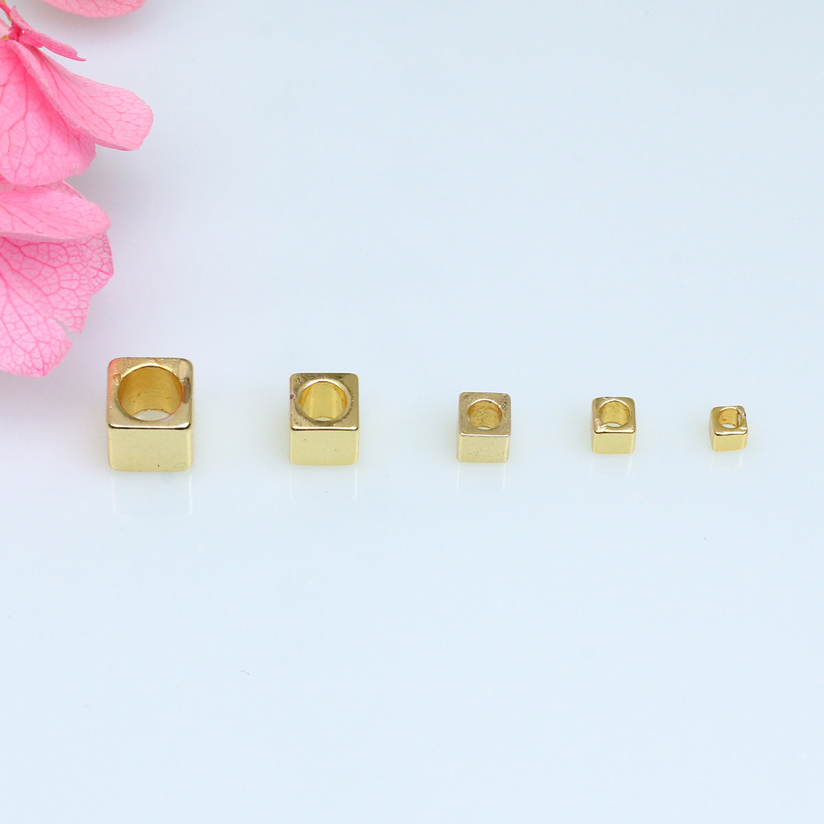 Brass Square Metal Beads 2-5mm Smooth Polished Gold Finish 100pcs 2