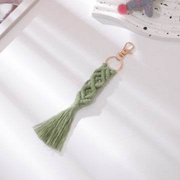 Hand Woven Tassel Crochet Keychain Cotton Linen Boho 2pcs 10