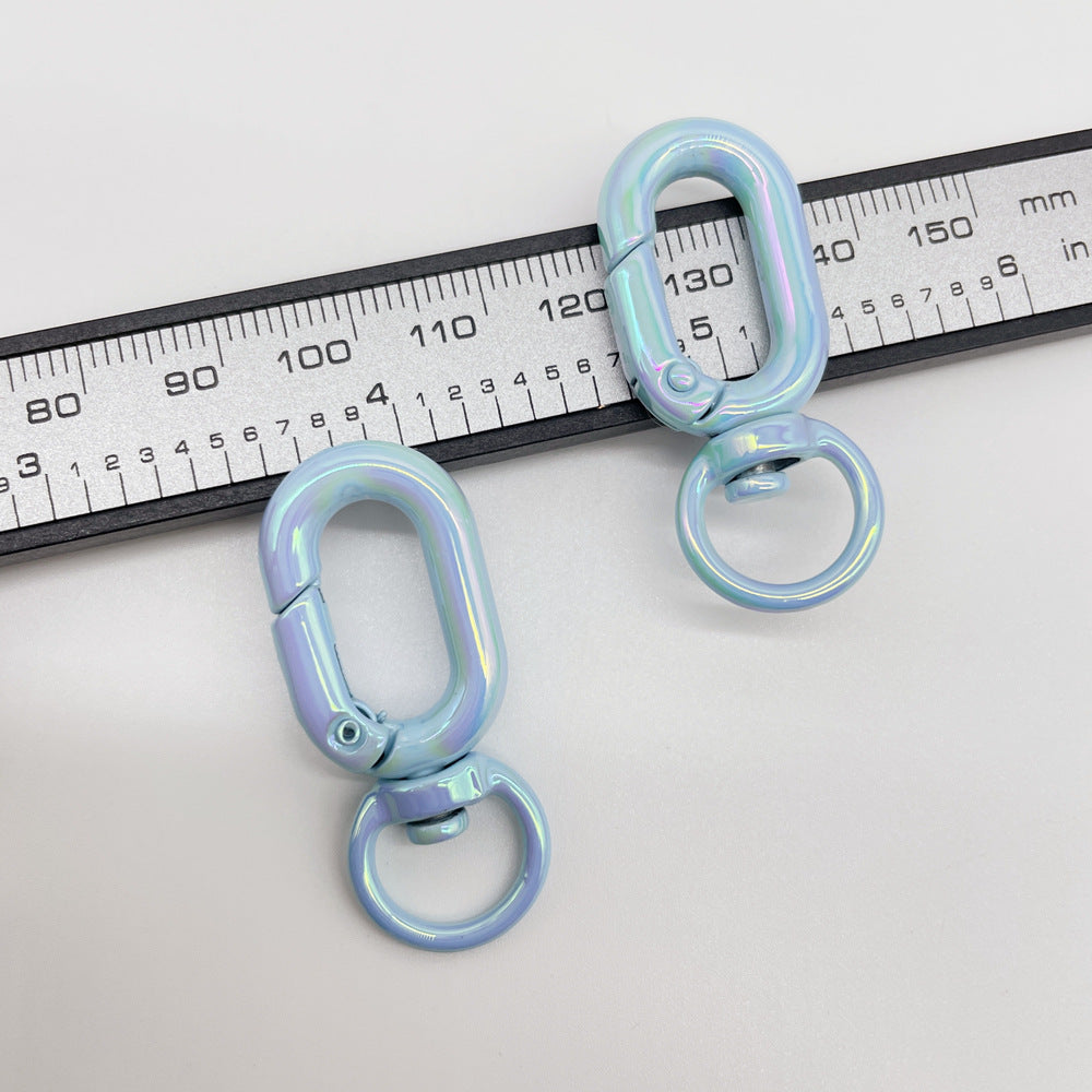 Colorful Zinc Alloy O Shaped Swivel Buckle Keychain Clasps 38mm 5pcs 10