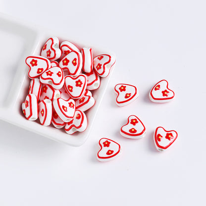 Hand Painted Animal Heart Ceramic Beads 15mm Colorful 5pcs 3