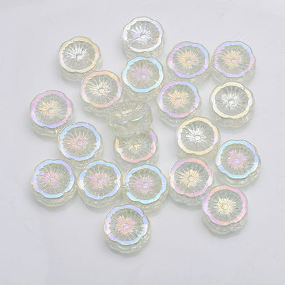 Electroplated Hawaiian Flower Glass Beads 14mm Transparent 20pcs 17