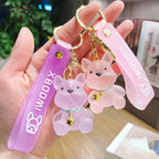 Resin Dog Keychain Jelly Bell Pastel Colors Lightweight 2