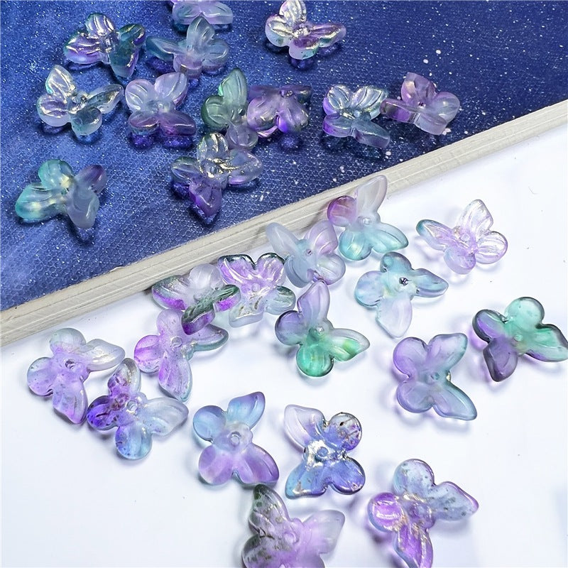 Czech Glass Beads Butterfly 11mm Translucent Purple Blue Pink 50pcs 3