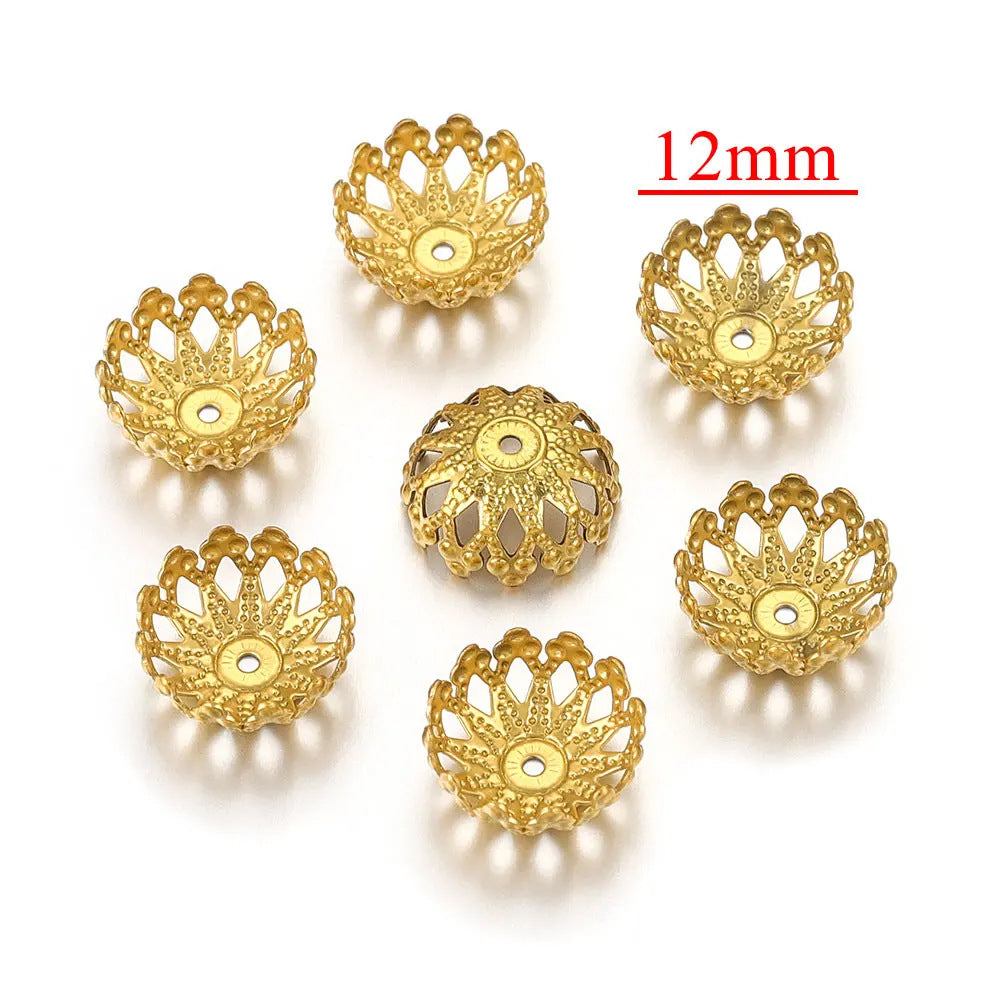 Stainless Steel Flower Bead Caps 12mm Bowl Shaped 100pcs 6