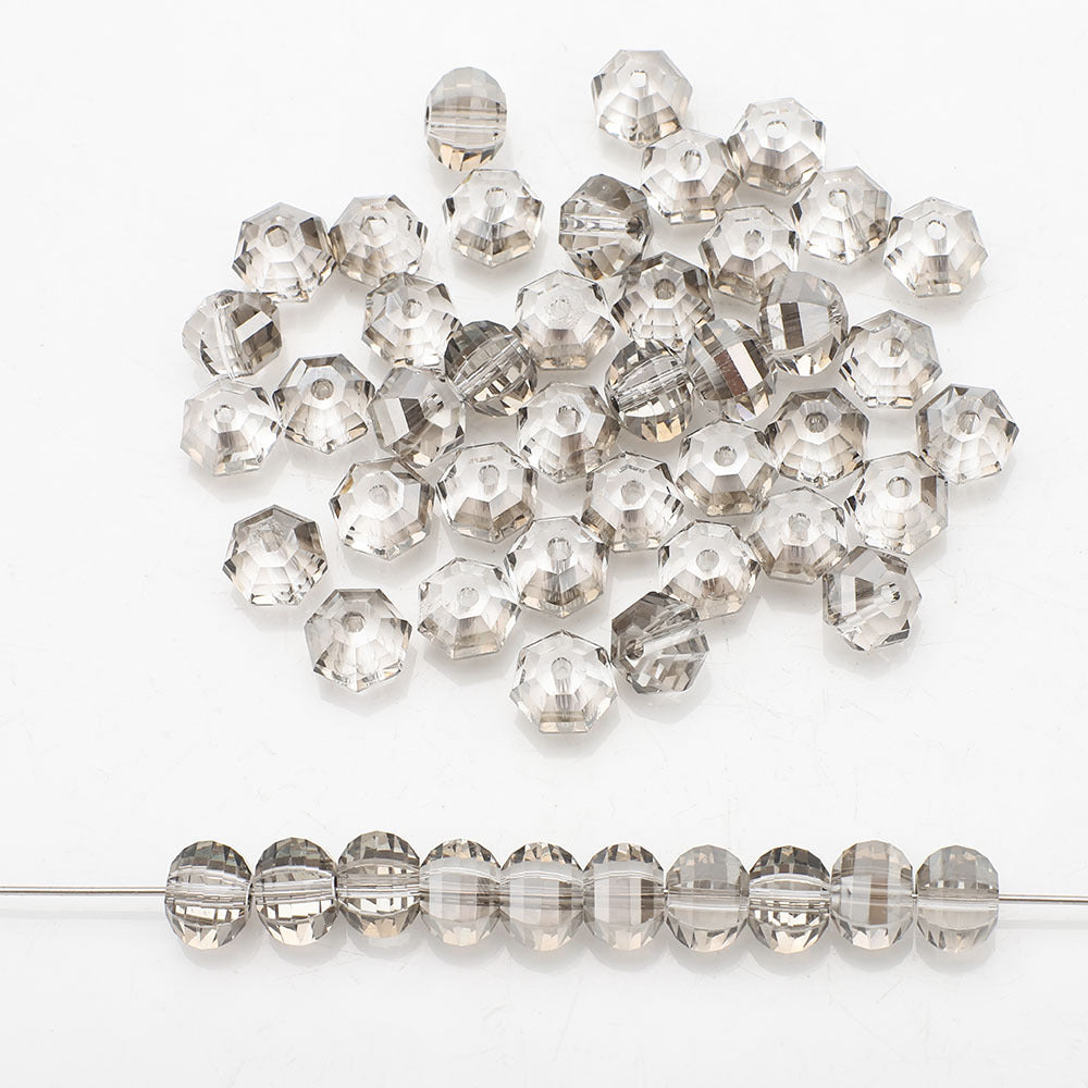 Glass Faceted Spacer Beads 8mm Plating Metallic Color 60pcs 26