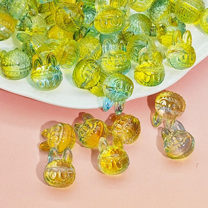 Big-Head Labub Glass Beads 17mm Translucent Rabbit Shape 25pcs 3