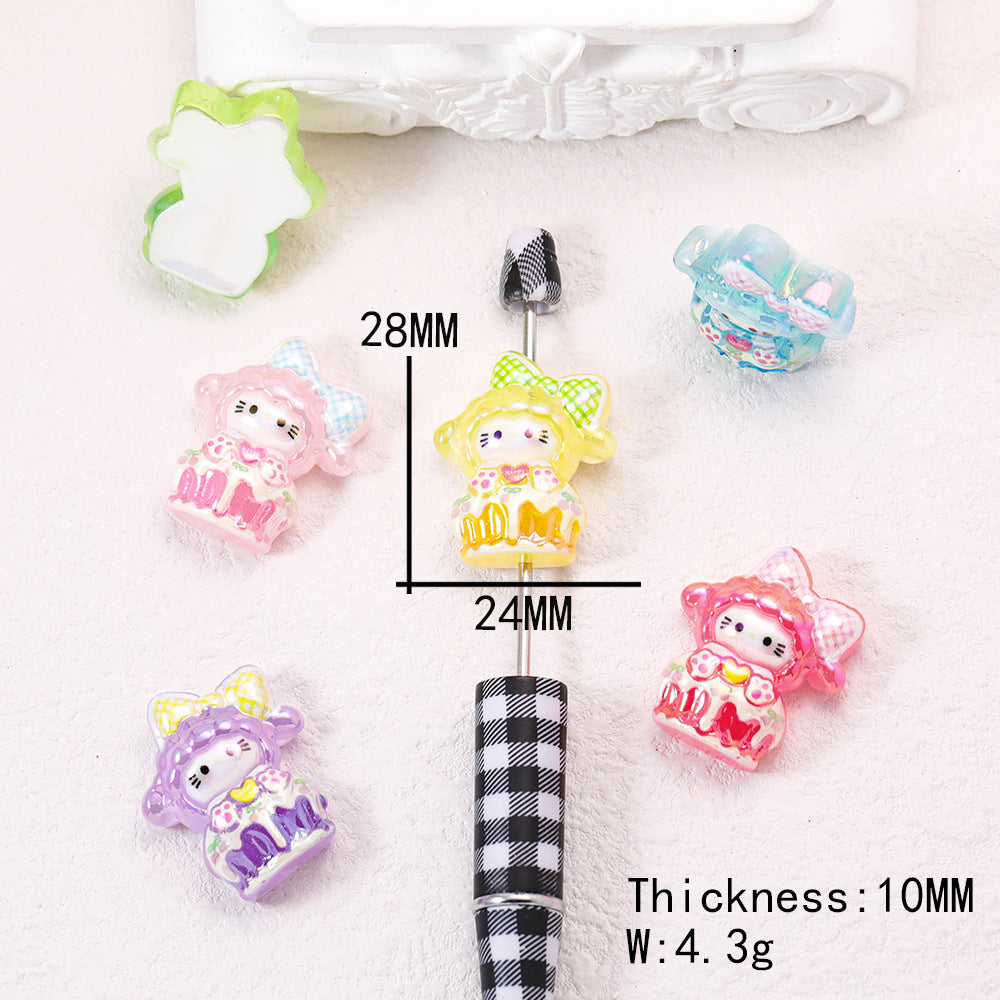 Glow In The Dark KT Kitten Cake Resin Beads 28x24x10mm Pastel Glossy 50pcs 4