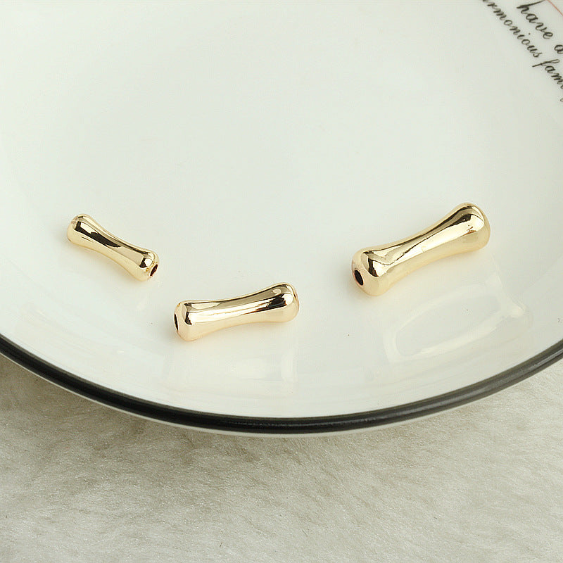 Brass Bone-Shaped Metal Beads Playful Polished Gold Tube 50pcs