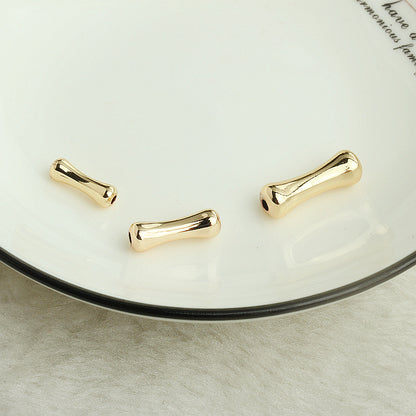 Brass Bone-Shaped Metal Beads Playful Polished Gold Tube 50pcs