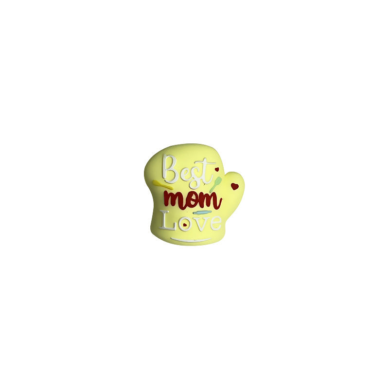 Silicone 3D Focal Beads Mother Day Gloves Best mom Love Inscribed 20pcs 6