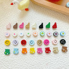 Round Metal Beads Baking Painted Smiling Chocolate Series 20pcs 3