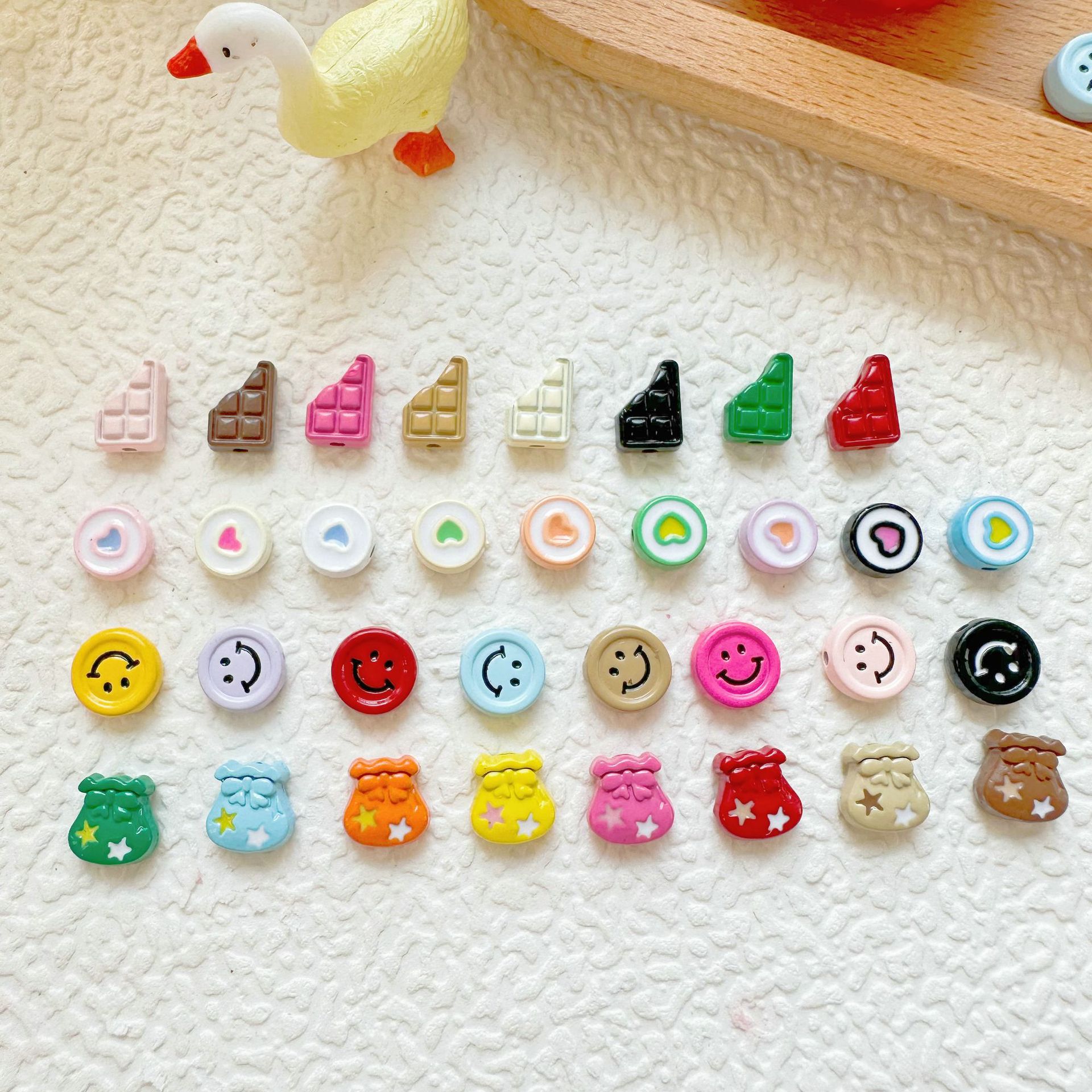 Round Metal Beads Baking Painted Smiling Chocolate Series 20pcs 3