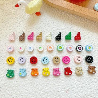 Round Metal Beads Baking Painted Smiling Chocolate Series 20pcs 3