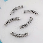 Tube Metal Beads 34.7x12.5mm Hollow Vintage Totem Pattern 30pcs 2