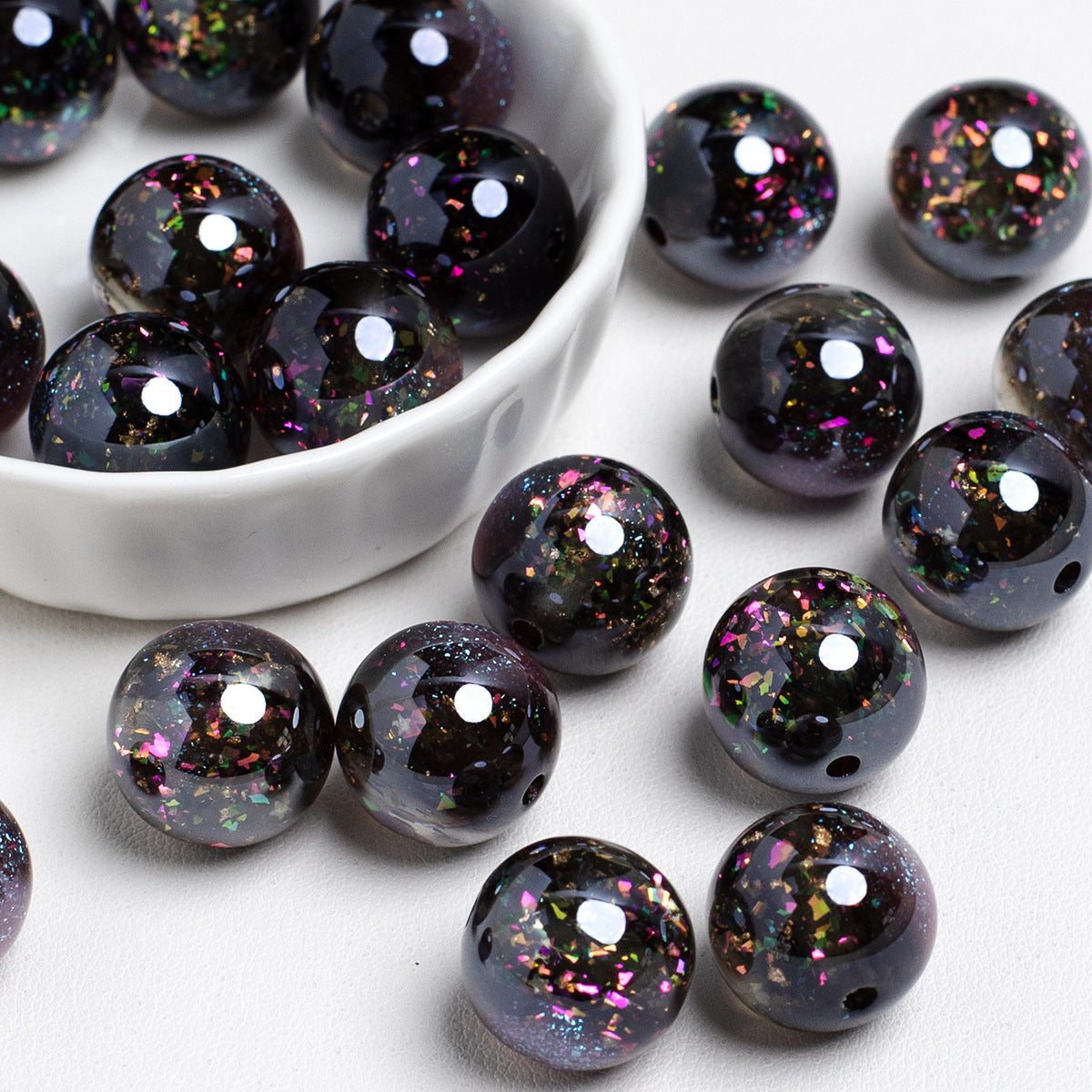 Shimmer Glitter Filled Resin Beads 16mm Round Mixed Colors 10pcs 9
