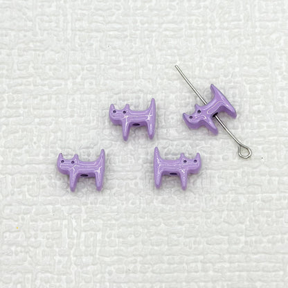 Cat Shaped Metal Beads 12mm Glossy Colorful Painted Alloy 20pcs 12