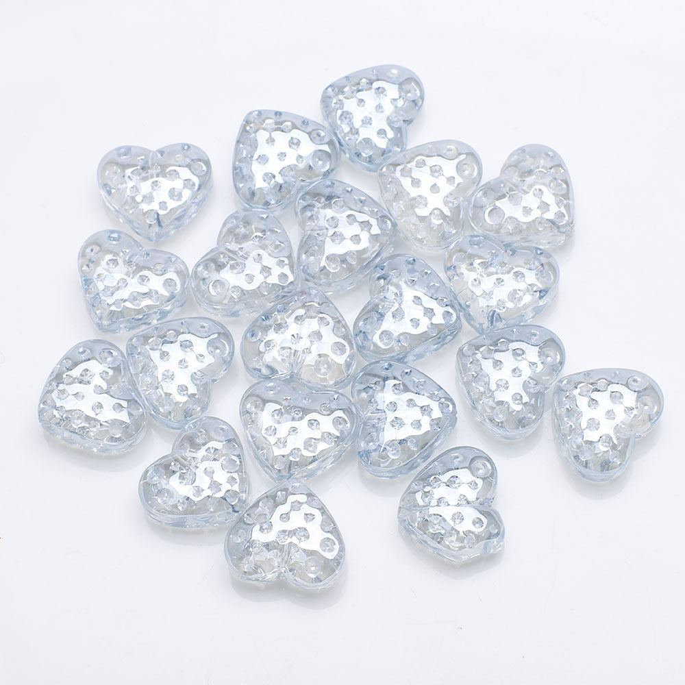 Electroplated Heart Glass Beads 13x15mm Peach Metallic 20pcs 15