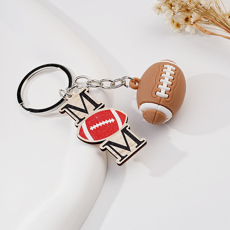 Acrylic Rugby Ball Keychain Sports Fan Design 8.7x5.8cm