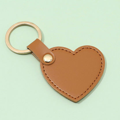 Leather Heart Shaped Keychain Soft Pastel Colors Stylish 11