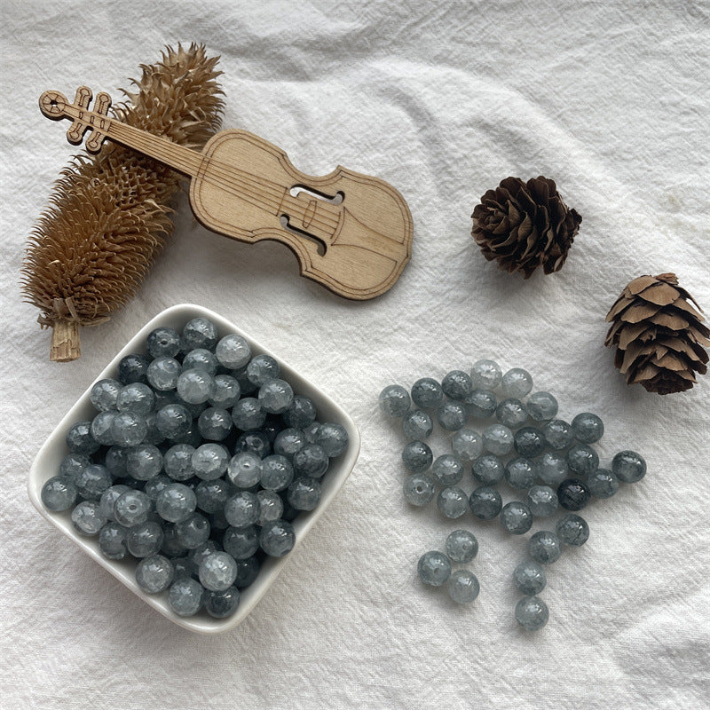 Crackle Glass Beads Round 8mm Textured Shimmer Mixed Colors 50pcs 6