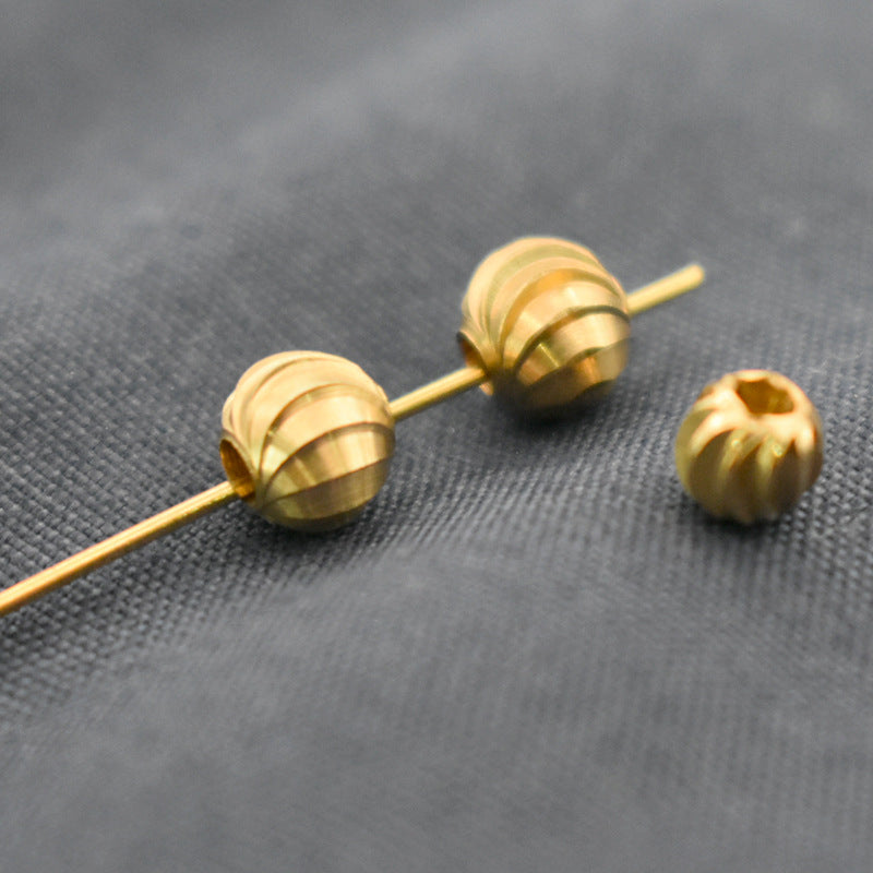 Brass Concave Spiral Metal Beads 2.5-8mm Twisted Groove 100pcs