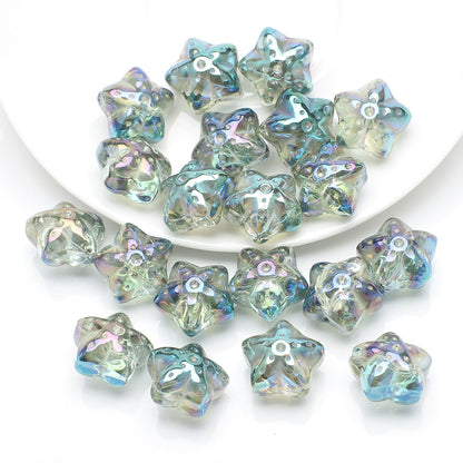 Electroplated Star Glass Beads 18mm Imitation Lunar Pit Texture 10pcs 15