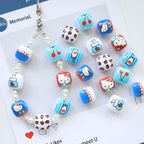 Double-Sided Blue Tone Square Acrylic Beads 16mm Printed 20pcs