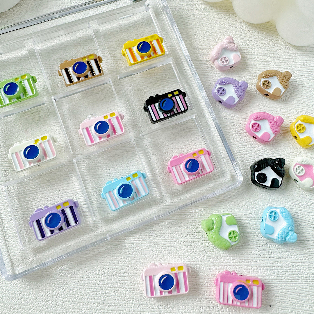 Baking Painted House and Camera Metal Beads 11mm 15mm Pastel Colors 20pcs 4