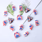 Silicone Focal Beads Independence Day American Cattle USA Double Flag 20pcs 3
