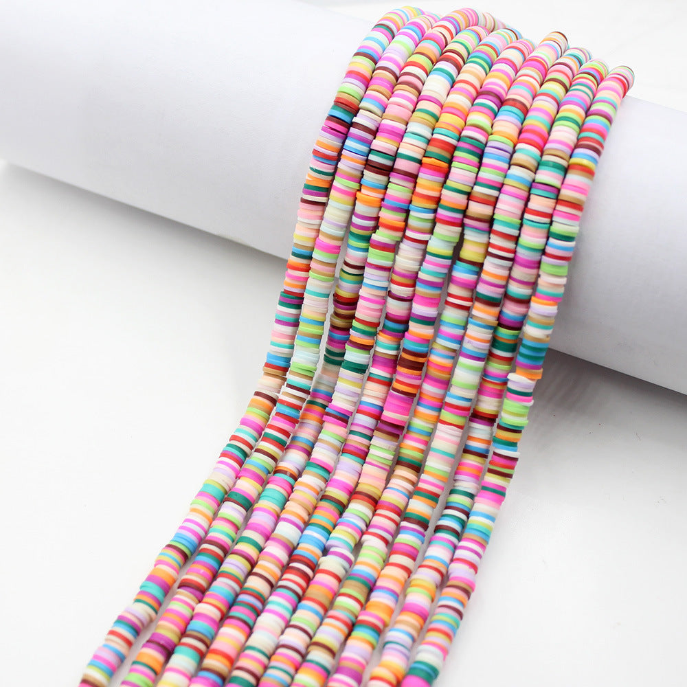 Flat Disc Clay Beads 6mm Colorful Matte Polymer 10strands 6