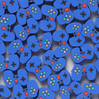 Flat Clay Beads 10mm Blue Game Machine Polymer 100pcs 6