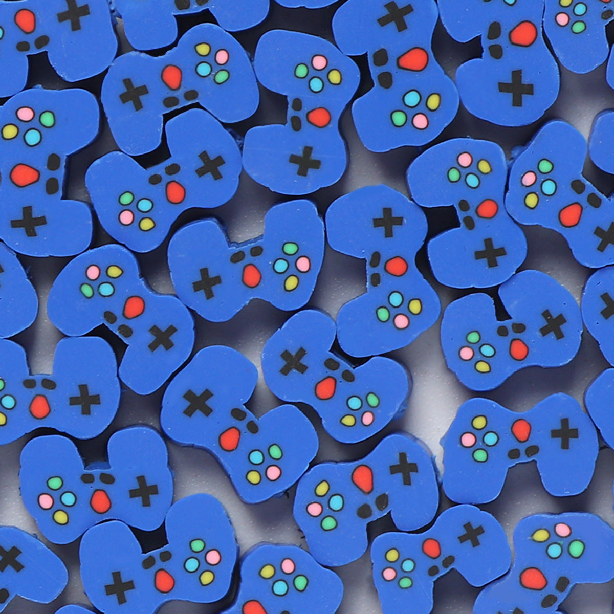 Flat Clay Beads 10mm Blue Game Machine Polymer 100pcs 6