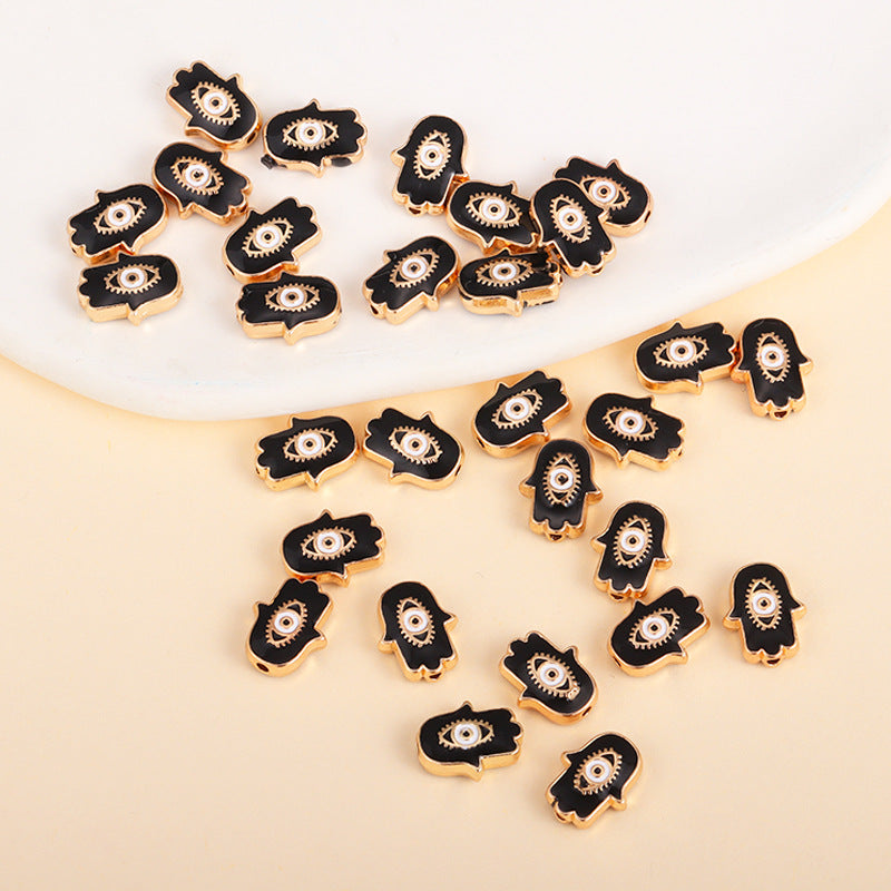 Irregular Shaped Metal Beads Double-Sided Enamel Evil Eye 20pcs 11