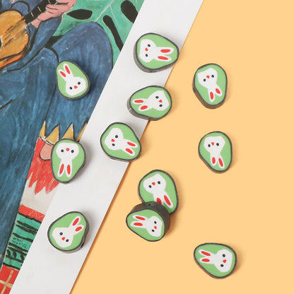 Easter Bunny Clay Beads 13mm Polymer Adorable Pattern 100pcs 3