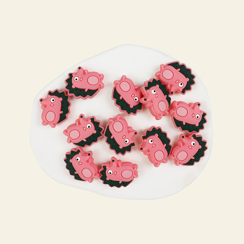 Silicone Focal Beads Hedgehog Colorful Side Profile 20pcs 8