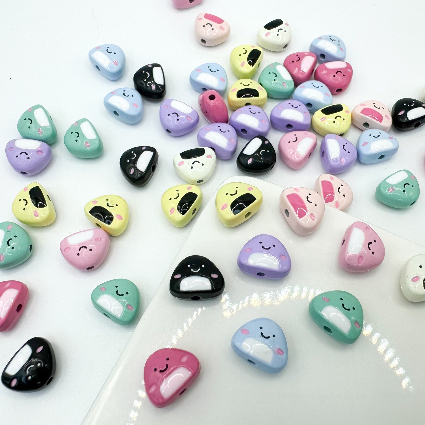 Japanese Rice Ball Metal Beads 8*10mm Enamel Painted Alloy 10pcs 3
