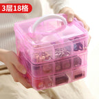Clear Plastic Storage Organizer Box 3-Layers 18 Compartments 15cm 1pc 4