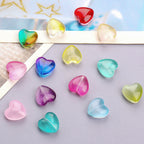 Colored Heart-Shaped Transparent Glass Beads 12mm 20pcs