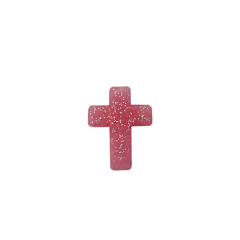 Silicone Focal Beads Cross Matte Speckled Glow in the Dark 20pcs 18