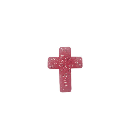 Silicone Focal Beads Cross Matte Speckled Glow in the Dark 20pcs 18