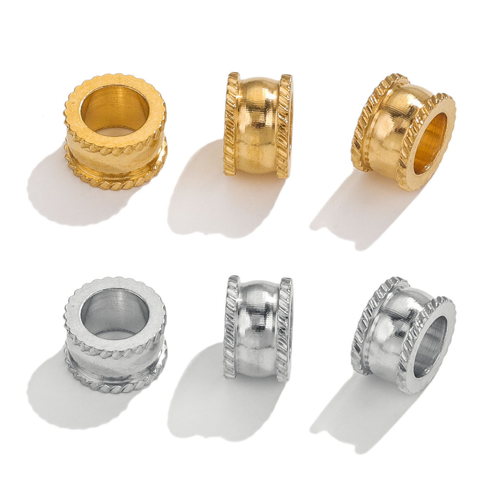 Stainless Steel Lace Spacer Beads 9mm Large Hole 20pcs 5