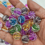Distressed Matte Stripe Round Acrylic Beads 16mm Frosted Translucent 100pcs