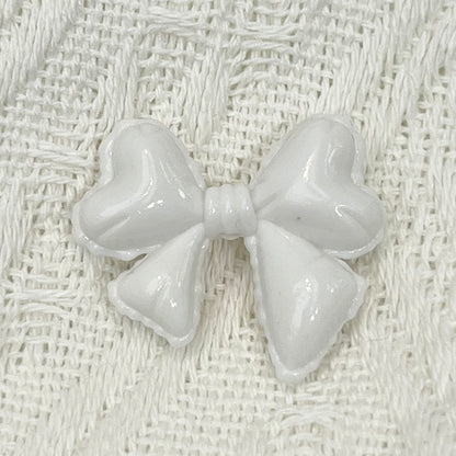 Hand Painted Balloon Bow Acrylic Beads 33mm Solid Color 10pcs 6