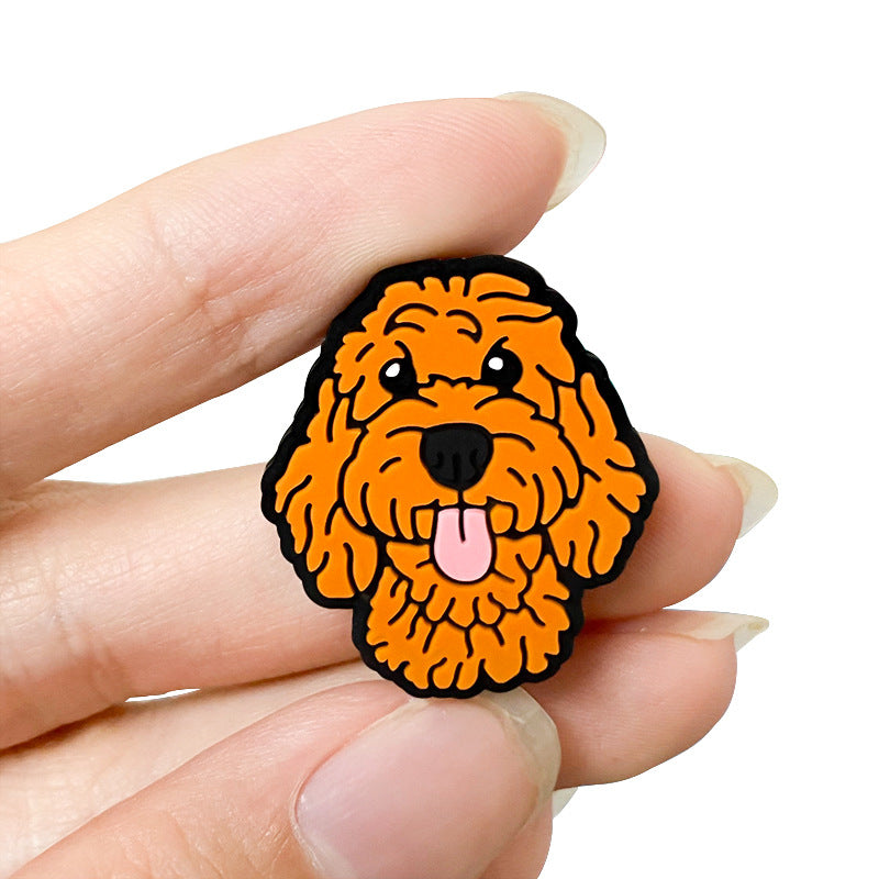 Silicone Focal Beads Teddy Dog Tongue Out Orange 20pcs 5