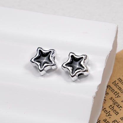 Silver Pixel Heart and Star Acrylic Beads 11mm Mixed Shapes 50pcs 21